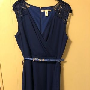 Blue dress with belt